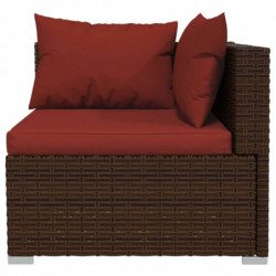 13-tlg. Garten-Lounge-Set mit Kissen Poly Rattan Braun