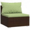 4-tlg. Garten-Lounge-Set mit Kissen Poly Rattan Braun