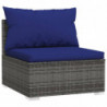 4-tlg. Garten-Lounge-Set mit Kissen Poly Rattan Grau