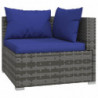 4-tlg. Garten-Lounge-Set mit Kissen Poly Rattan Grau