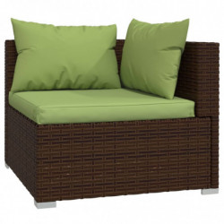 5-tlg. Garten-Lounge-Set mit Kissen Poly Rattan Braun