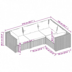 4-tlg. Garten-Lounge-Set mit Kissen Poly Rattan Braun