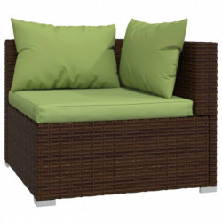 4-tlg. Garten-Lounge-Set mit Kissen Poly Rattan Braun