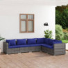 6-tlg. Garten-Lounge-Set mit Kissen Poly Rattan Grau