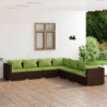 7-tlg. Garten-Lounge-Set mit Kissen Poly Rattan Braun