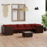 8-tlg. Garten-Lounge-Set mit Kissen Poly Rattan Braun