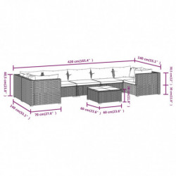 8-tlg. Garten-Lounge-Set mit Kissen Poly Rattan Braun