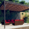 9-tlg. Garten-Lounge-Set mit Kissen Braun Poly Rattan