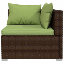 9-tlg. Garten-Lounge-Set mit Kissen Braun Poly Rattan