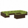 12-tlg. Garten-Lounge-Set mit Kissen Braun Poly Rattan