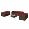 8-tlg. Garten-Lounge-Set mit Kissen Poly Rattan Braun