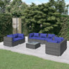 8-tlg. Garten-Lounge-Set mit Kissen Poly Rattan Grau