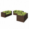 6-tlg. Garten-Lounge-Set mit Kissen Poly Rattan Braun