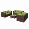 7-tlg. Garten-Lounge-Set mit Kissen Poly Rattan Braun