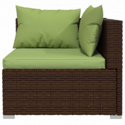 7-tlg. Garten-Lounge-Set mit Kissen Poly Rattan Braun