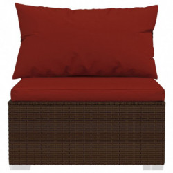 7-tlg. Garten-Lounge-Set mit Kissen Poly Rattan Braun