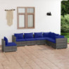 7-tlg. Garten-Lounge-Set mit Kissen Poly Rattan Grau