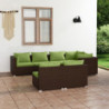 7-tlg. Garten-Lounge-Set mit Kissen Braun Poly Rattan