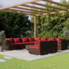 10-tlg. Garten-Lounge-Set mit Kissen Braun Poly Rattan