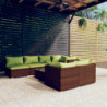 8-tlg. Garten-Lounge-Set mit Kissen Braun Poly Rattan