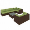 8-tlg. Garten-Lounge-Set mit Kissen Braun Poly Rattan