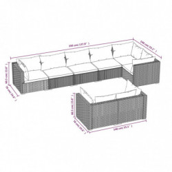 8-tlg. Garten-Lounge-Set mit Kissen Braun Poly Rattan