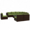 9-tlg. Garten-Lounge-Set mit Kissen Poly Rattan Braun