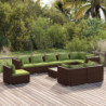 10-tlg. Garten-Lounge-Set mit Kissen Poly Rattan Braun