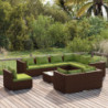 10-tlg. Garten-Lounge-Set mit Kissen Poly Rattan Braun