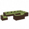 10-tlg. Garten-Lounge-Set mit Kissen Poly Rattan Braun