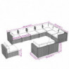 10-tlg. Garten-Lounge-Set mit Kissen Poly Rattan Braun