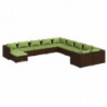 11-tlg. Garten-Lounge-Set mit Kissen Poly Rattan Braun