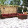 9-tlg. Garten-Lounge-Set mit Kissen Poly Rattan Braun