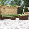 10-tlg. Garten-Lounge-Set mit Kissen Poly Rattan Braun