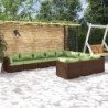 10-tlg. Garten-Lounge-Set mit Kissen Poly Rattan Braun