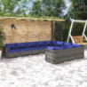 10-tlg. Garten-Lounge-Set mit Kissen Poly Rattan Grau