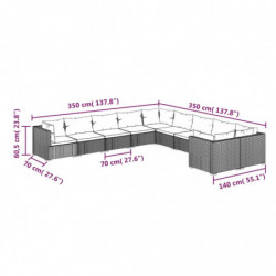 10-tlg. Garten-Lounge-Set mit Kissen Poly Rattan Braun