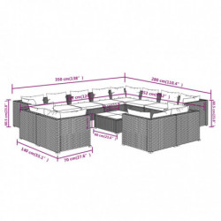 13-tlg. Garten-Lounge-Set mit Kissen Braun Poly Rattan