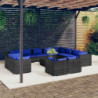 13-tlg. Garten-Lounge-Set mit Kissen Grau Poly Rattan