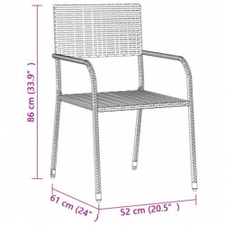 3-tlg. Garten-Essgruppe Poly Rattan Grau