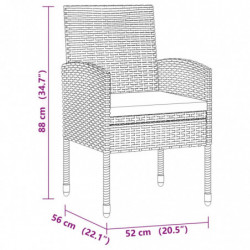 3-tlg. Garten-Essgruppe Poly Rattan Grau