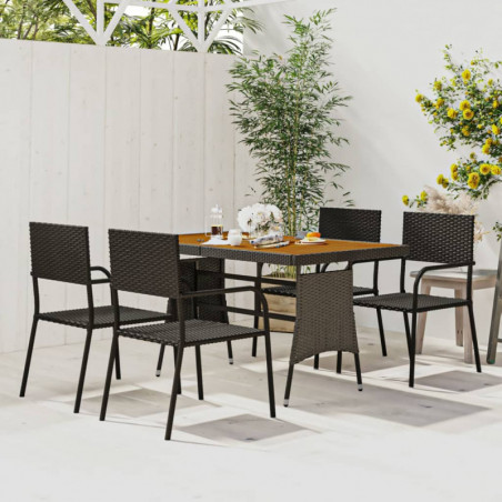 5-tlg. Garten-Essgruppe Poly Rattan Schwarz