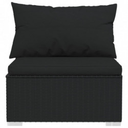 3-Sitzer-Sofa mit Kissen Schwarz Poly Rattan