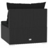 3-Sitzer-Sofa mit Kissen Schwarz Poly Rattan