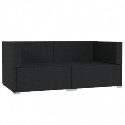 2-Sitzer-Sofa mit Kissen Schwarz Poly Rattan