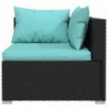 2-Sitzer-Sofa mit Kissen Schwarz Poly Rattan