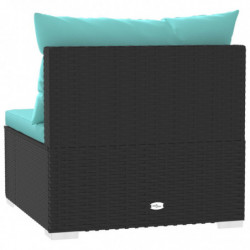 3-Sitzer-Sofa mit Auflagen Schwarz Poly Rattan