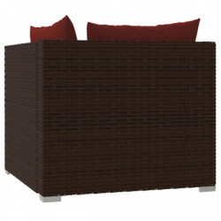 2-Sitzer-Sofa mit Kissen Braun Poly Rattan