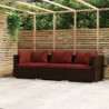 3-Sitzer-Sofa mit Kissen Braun Poly Rattan