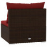 3-Sitzer-Sofa mit Kissen Braun Poly Rattan